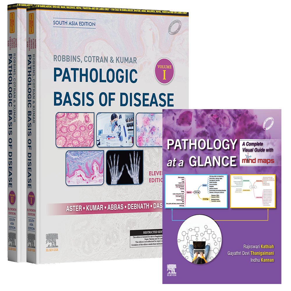 Robbins and Cotran Pathologic Basis of Disease 2 Volume Set 11th Edition with Pathology at a Glance South Asia Edition 2025 by Robbins, Cotran, Kumar