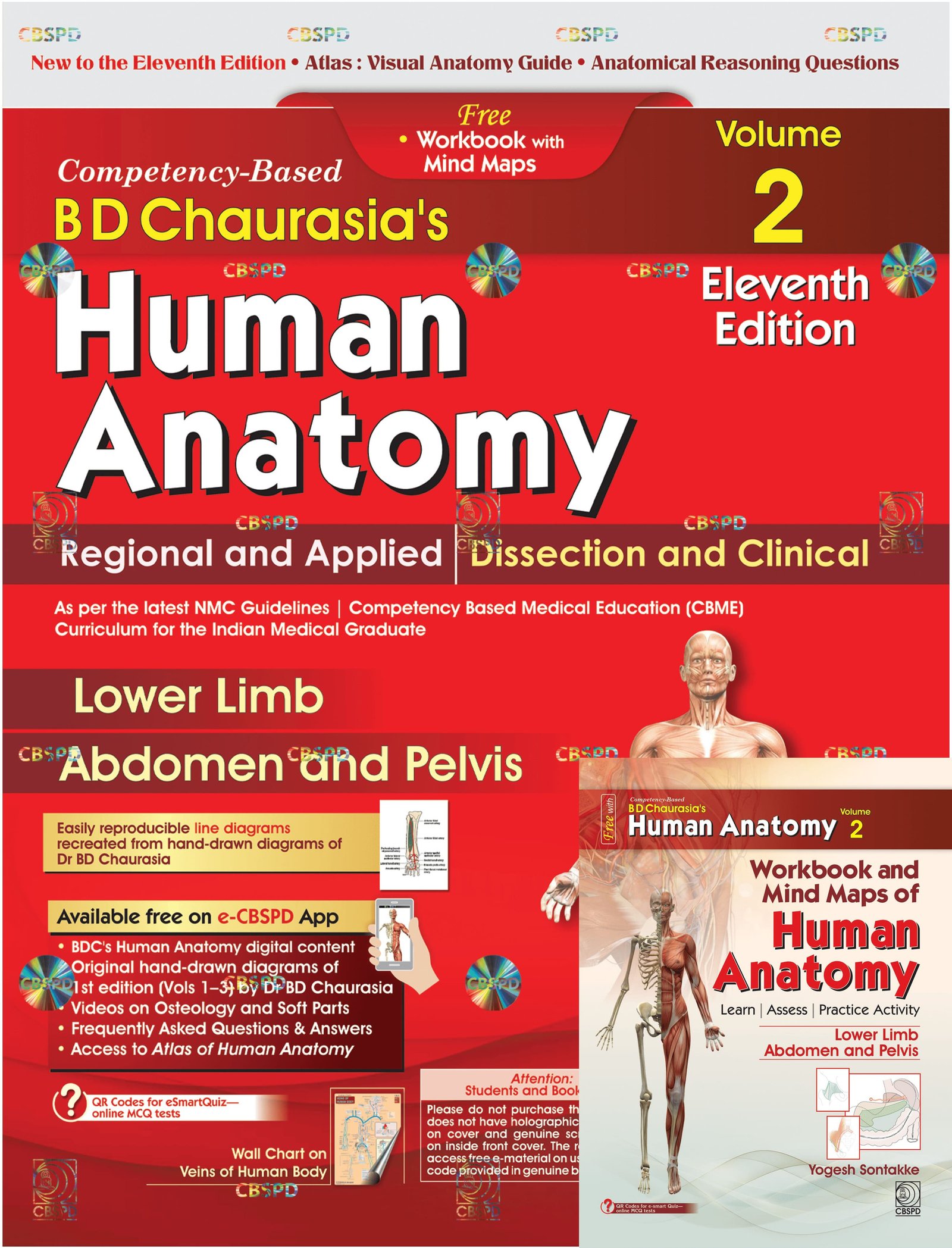 Competency–Based BD Chaurasia’s Human Anatomy: Regional and Applied; Dissection and Clinical (Vol.2): Free Workbooks with Mind Maps, 11th Edition 2027, ISBN-9788169441643