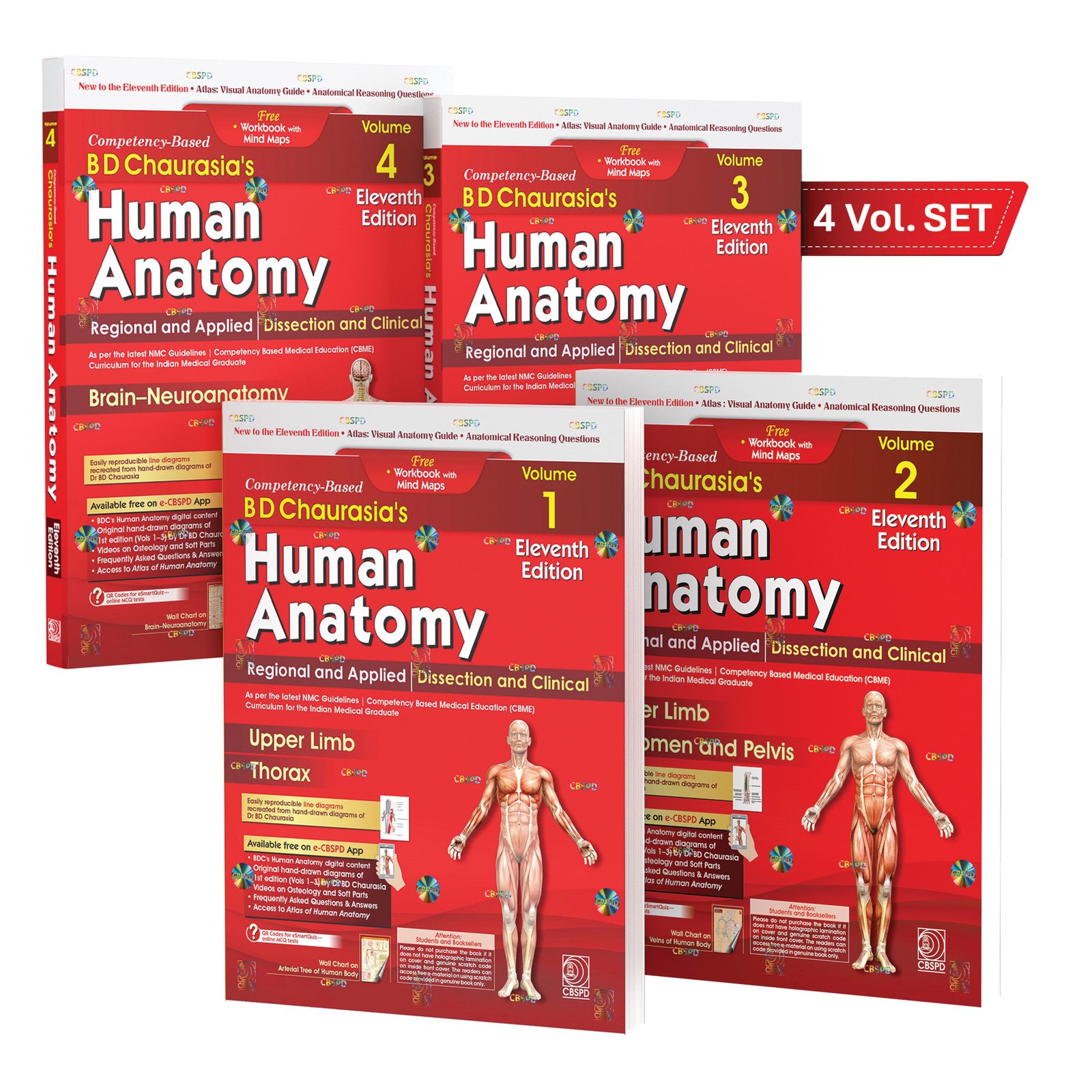 BD Chaurasia's (BDC)Human Anatomy, Set of vol1,2,3&4,  11th Edition 2027, Book Type: Paperback