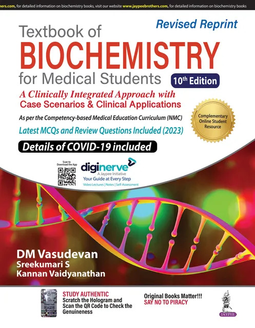 vasudevan Textbook of Biochemistry for Medical Students 10th Revised Reprint Edition 2023 By DM Vasudevan