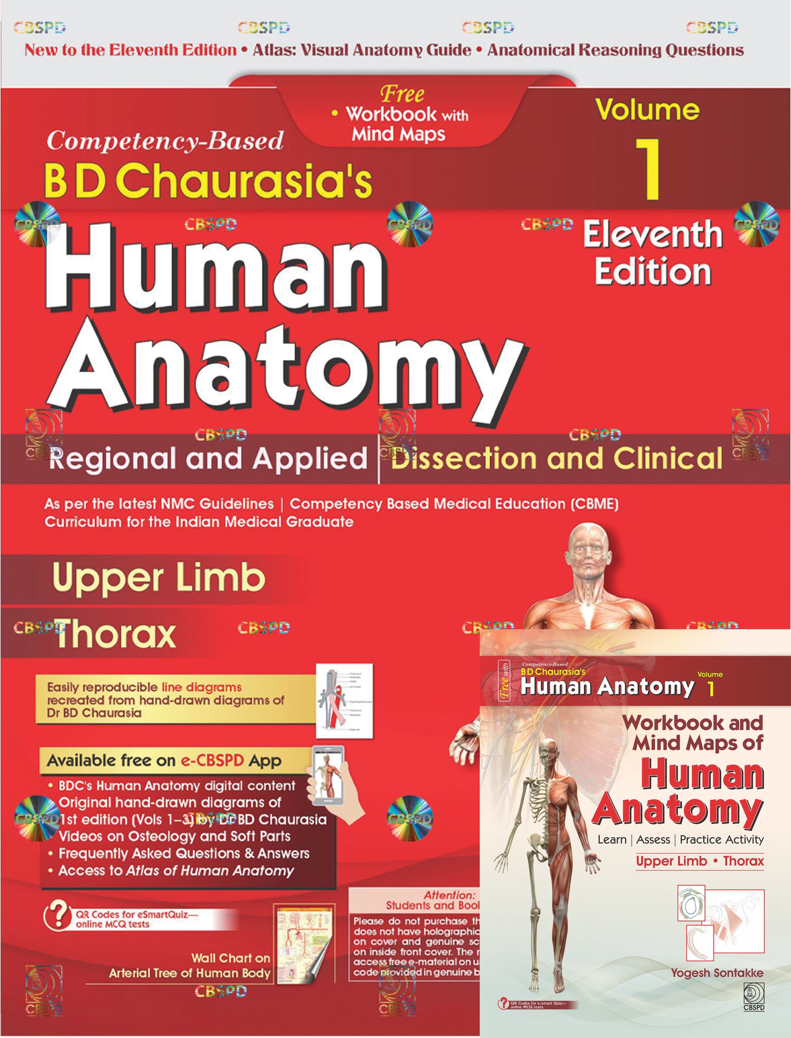 Competency–Based BD Chaurasia’s Human Anatomy: Regional and Applied; Dissection and Clinical (Vol. 1): Free Workbooks with Mind Maps 11th edition 2027, ISBN-9788169441872